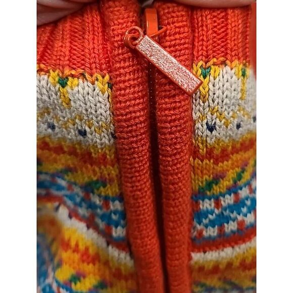 Liz Claiborne NYC Y2K Colorful Boho Fair Isle Mock Neck Full Zip Sweater Vest L - Picture 10 of 10